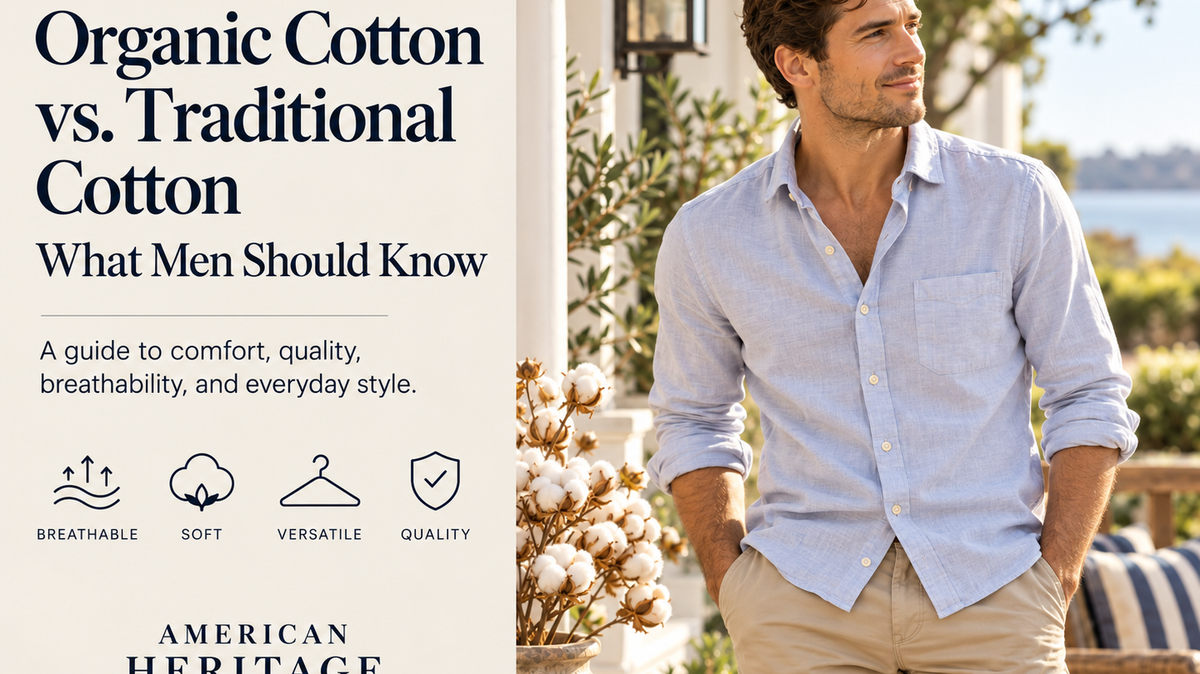 Organic cotton and traditional cotton fabric comparison for men's clothing