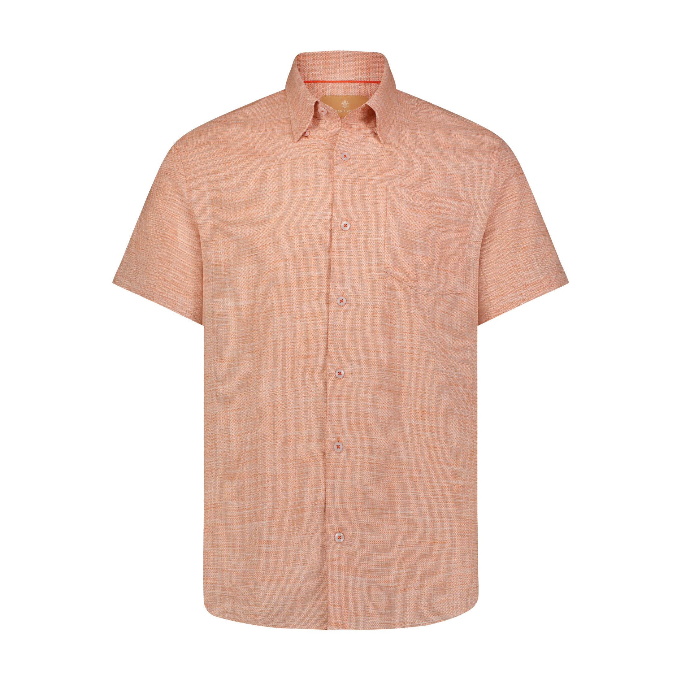 Peach and White Heather Short Sleeve Woven Weave Shirt