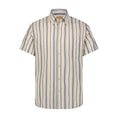 Load image into Gallery viewer, Denim Blue with Beige Striped Short Sleeve Shirt
