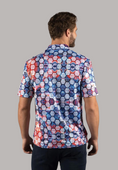 Load image into Gallery viewer, Blue and Red Honeycomb Polo Shirt
