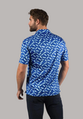 Load image into Gallery viewer, Cobalt Blue with Teal Moustaches Polo Shirt
