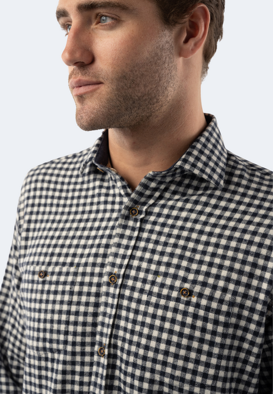 Black and White Stripes Plaid Shirt