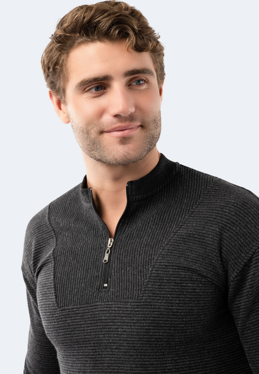 Black Waffle Stripe Quarter Zip