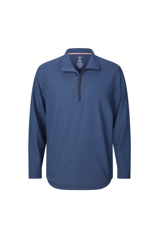 Blue Waffle Quarter Zip Performance Pullover