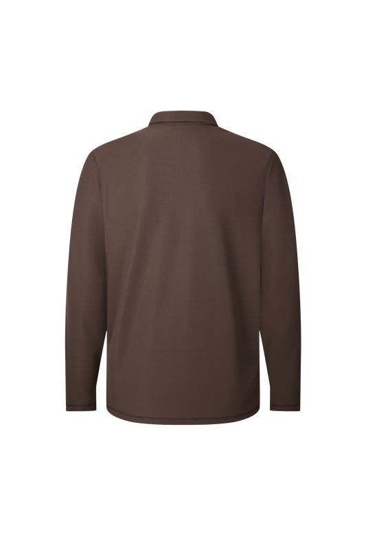 Brown Waffle Quarter Zip Performance Pullover