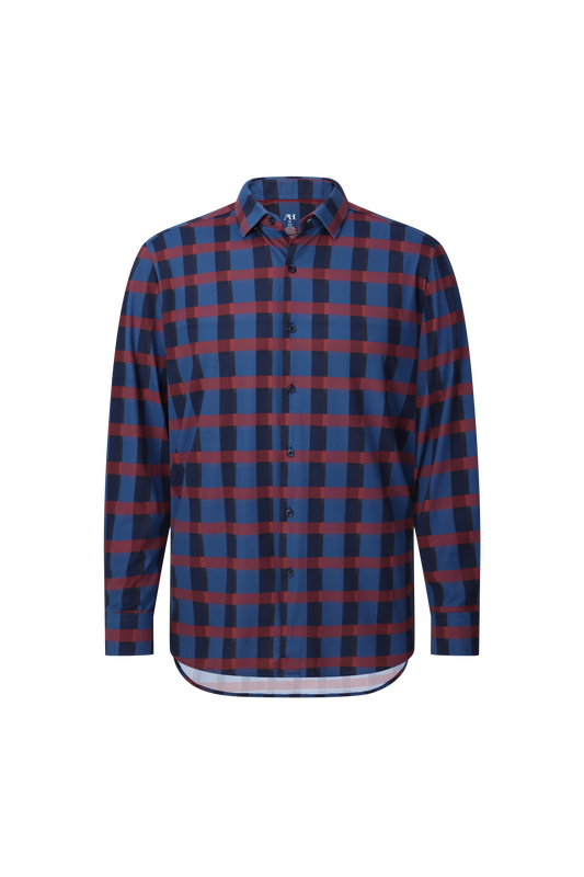 Indigo Windowpane Performance Sport Shirt