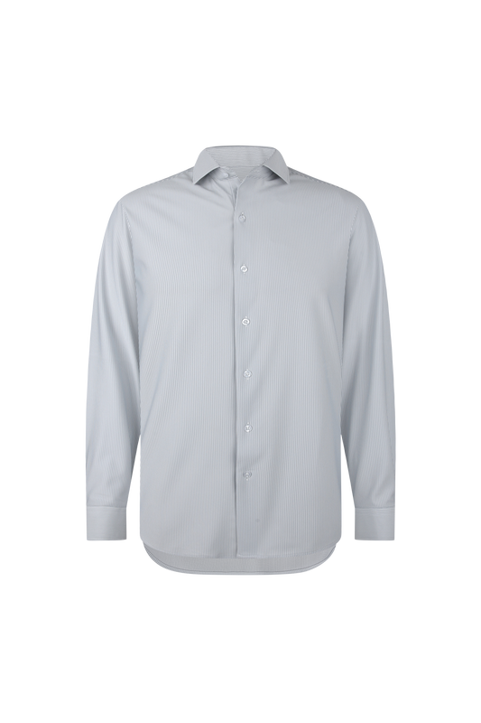 Taupe Striped Performance Dress Shirt