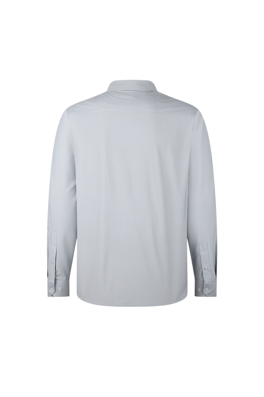 Taupe Striped Performance Dress Shirt