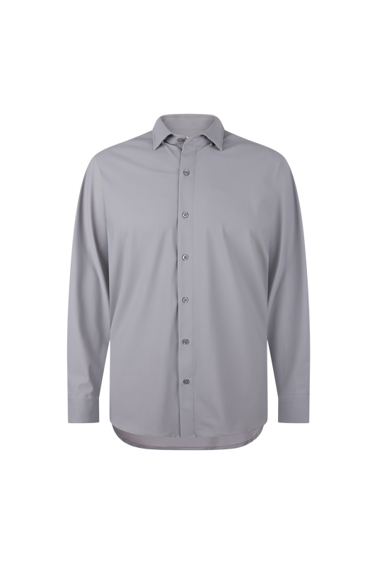 Grey Solid Performance Dress Shirt