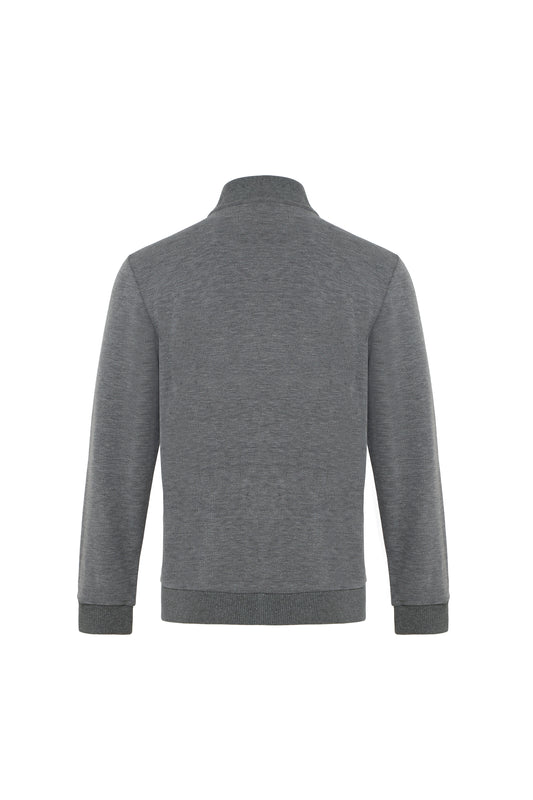 Charcoal Micro Stripe Baseball Zip Jacket