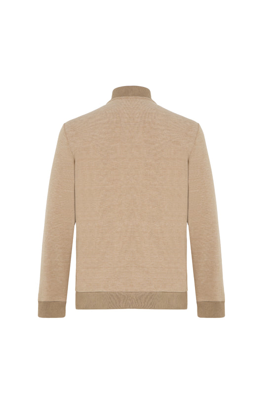 Coffee Micro Stripe Baseball Zip Jacket