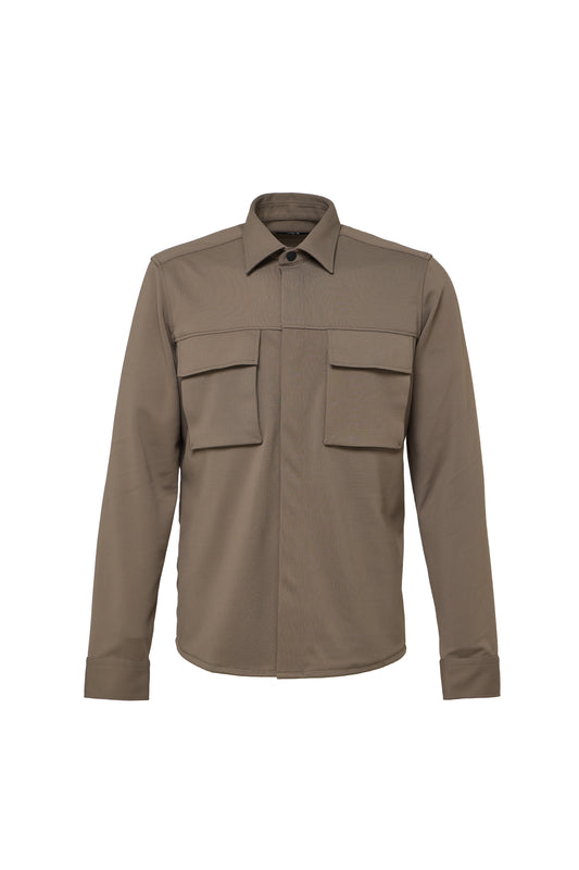 Olive Textured Performance Shirt Jacket