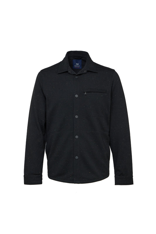 Black Knit Snap Shirt Jacket