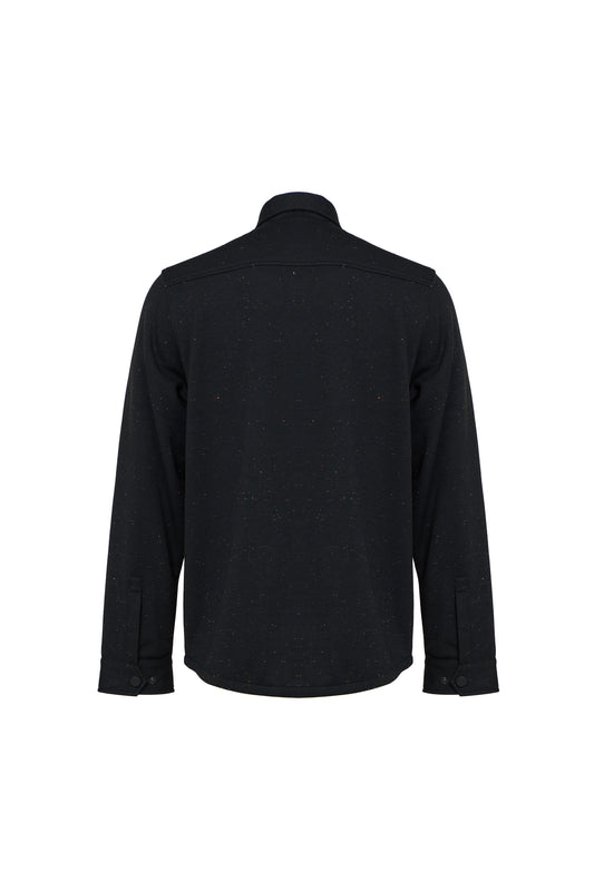 Black Knit Snap Shirt Jacket