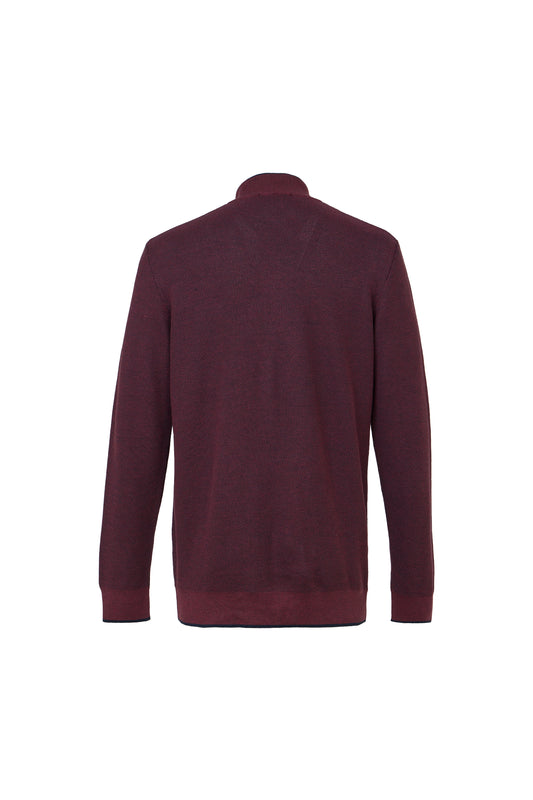 Bordeaux Two-Tone Waffle Quarter-Zip Sweater
