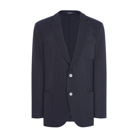 Navy Jersey Knit Stripe Suit