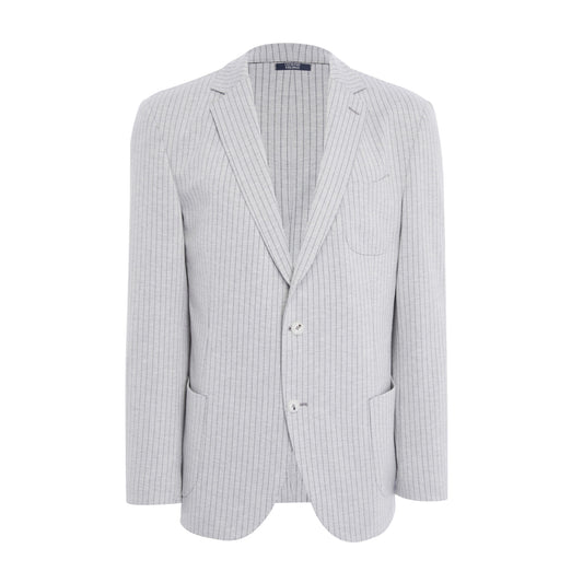 Grey Jersey Knit Stripe Suit