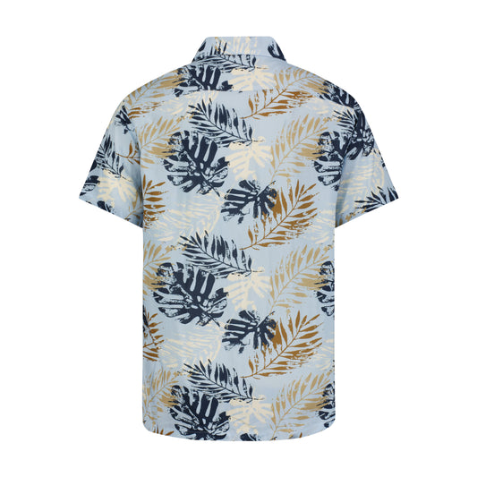 Multi Leaves in Camp Collar Model Short Sleeve Shirt