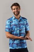 Load image into Gallery viewer, Blue and Purple with White Paisley Polo Shirt
