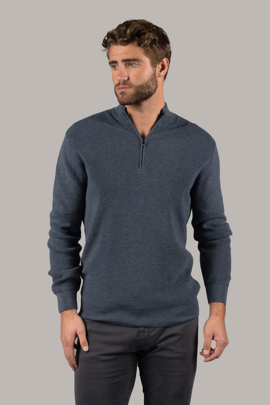 Melange Indigo Quarter Zip