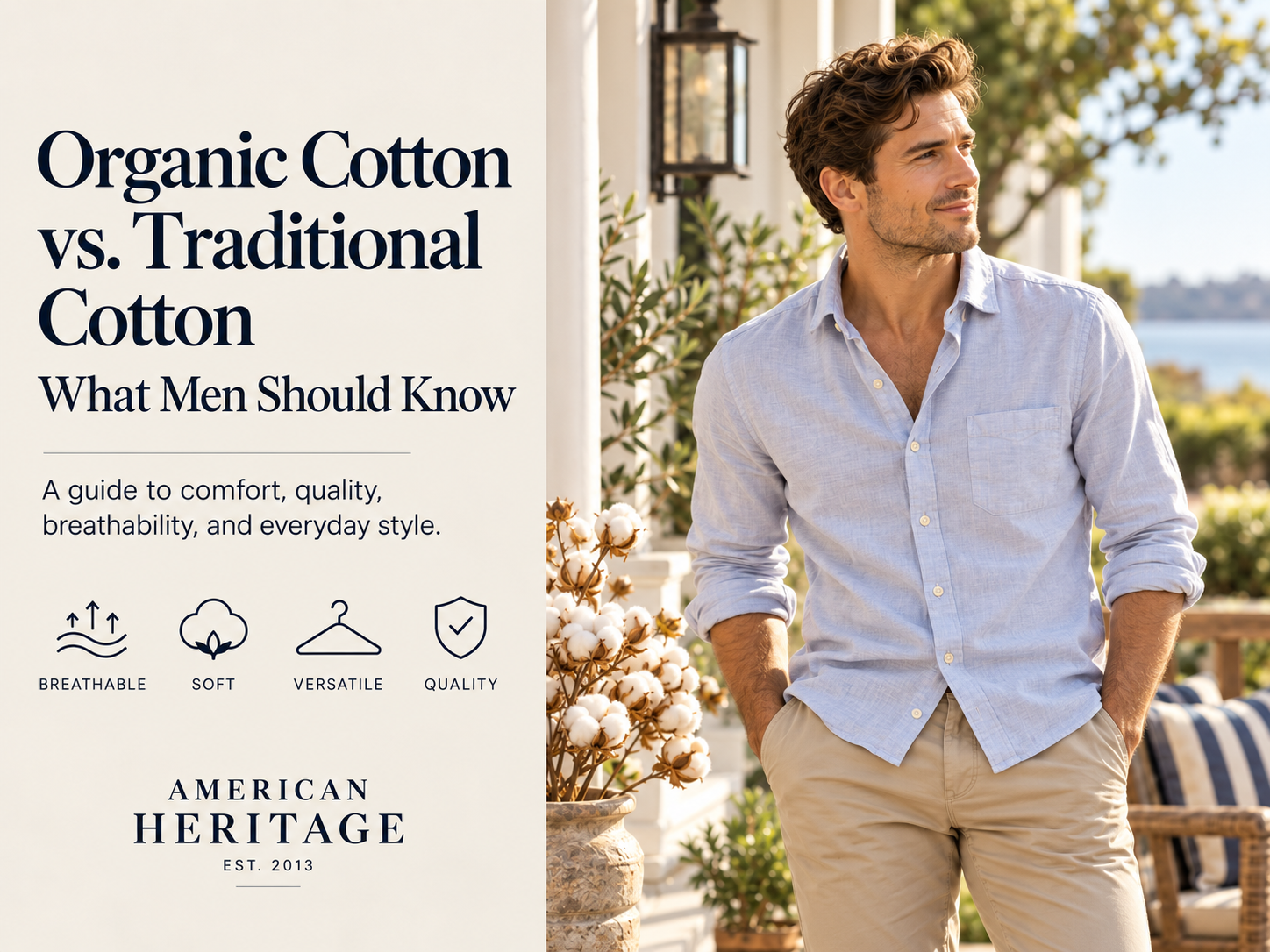 Organic cotton and traditional cotton fabric comparison for men's clothing