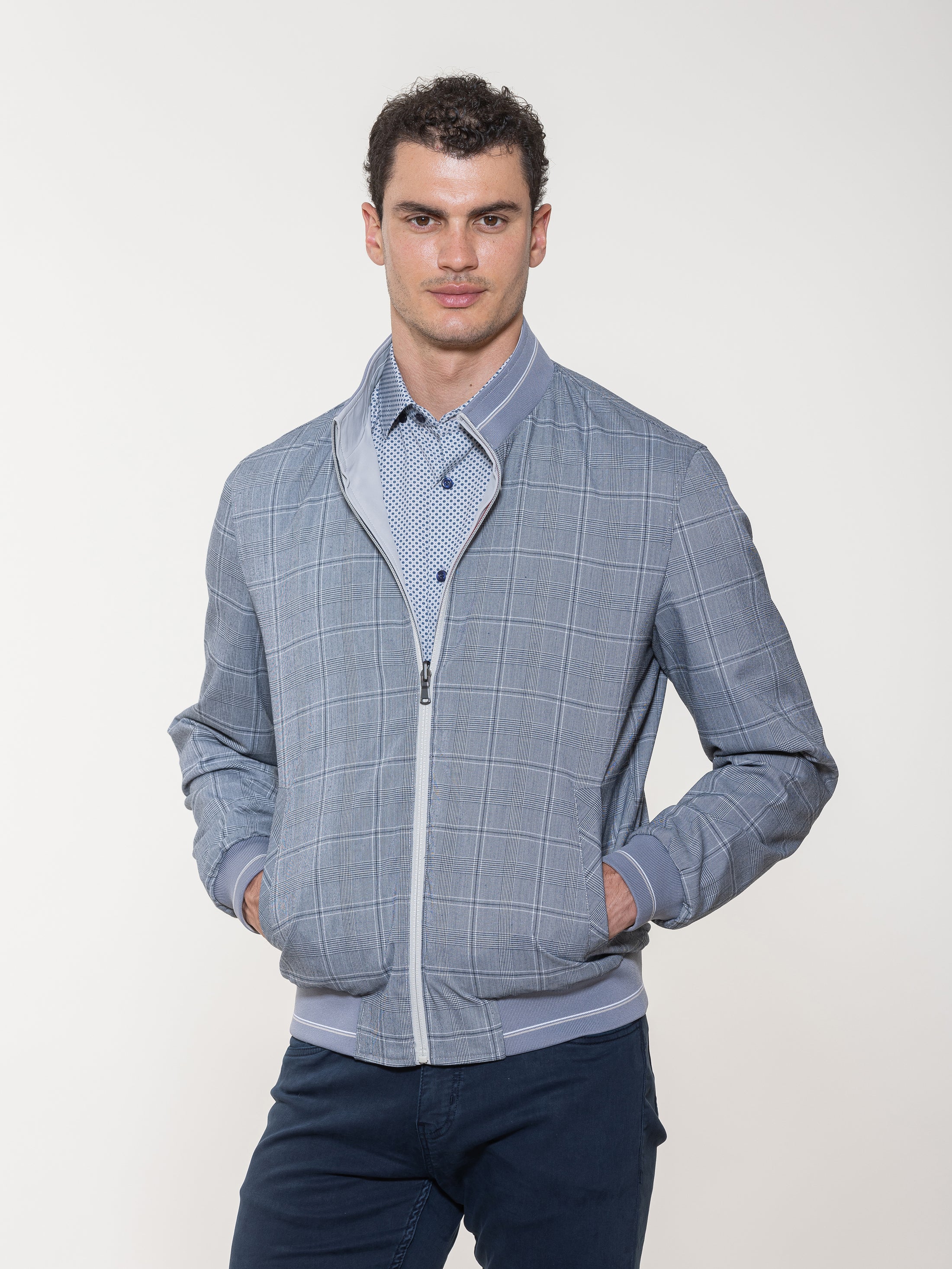 Reversible Glen Plaid Baseball Jacket