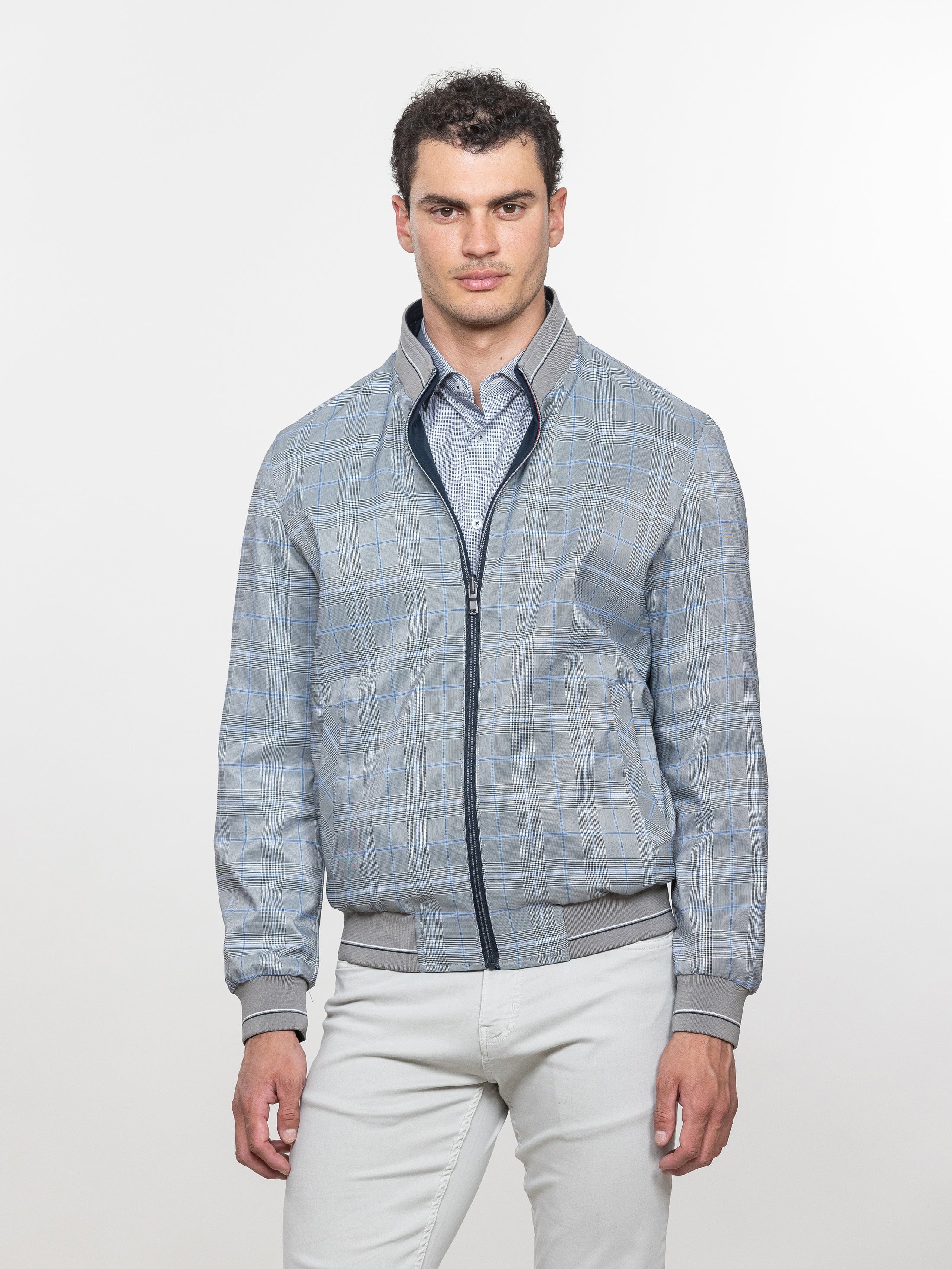 Reversible Glen Plaid Baseball Jacket