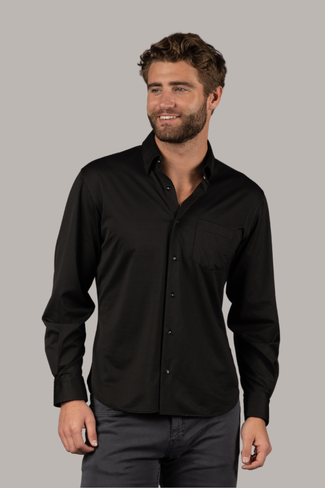 Black Check Jacquard Shirt