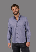 Load image into Gallery viewer, Steel Blue with Purple Check Shirt
