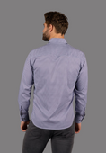 Load image into Gallery viewer, Steel Blue with Purple Check Shirt
