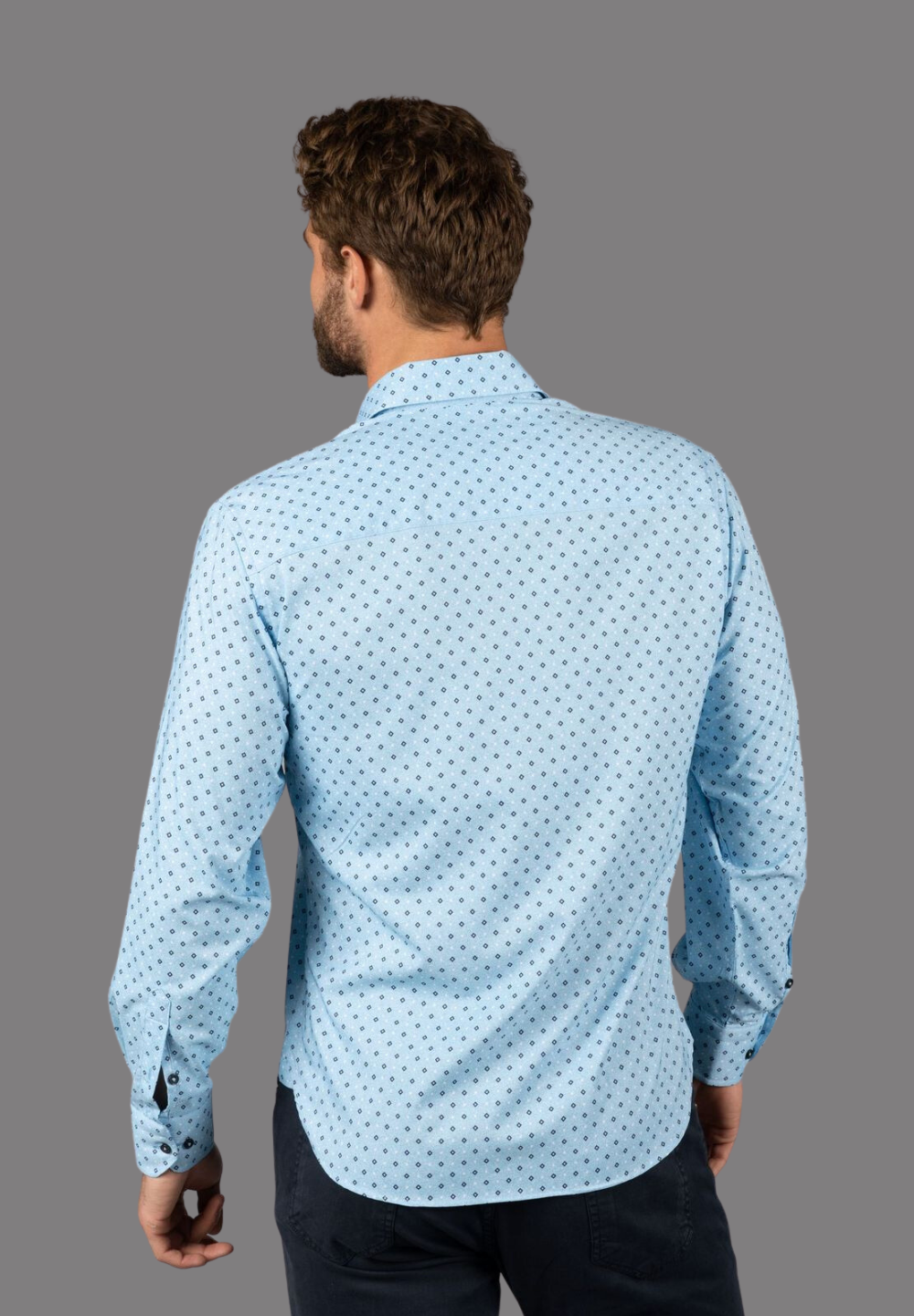 Powder Blue with Navy and White Box Shirt