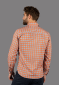 Load image into Gallery viewer, Orange, Navy, and White Plaid Shirt
