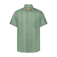 Load image into Gallery viewer, Green with White Embroidered Striped Short Sleeve Shirt
