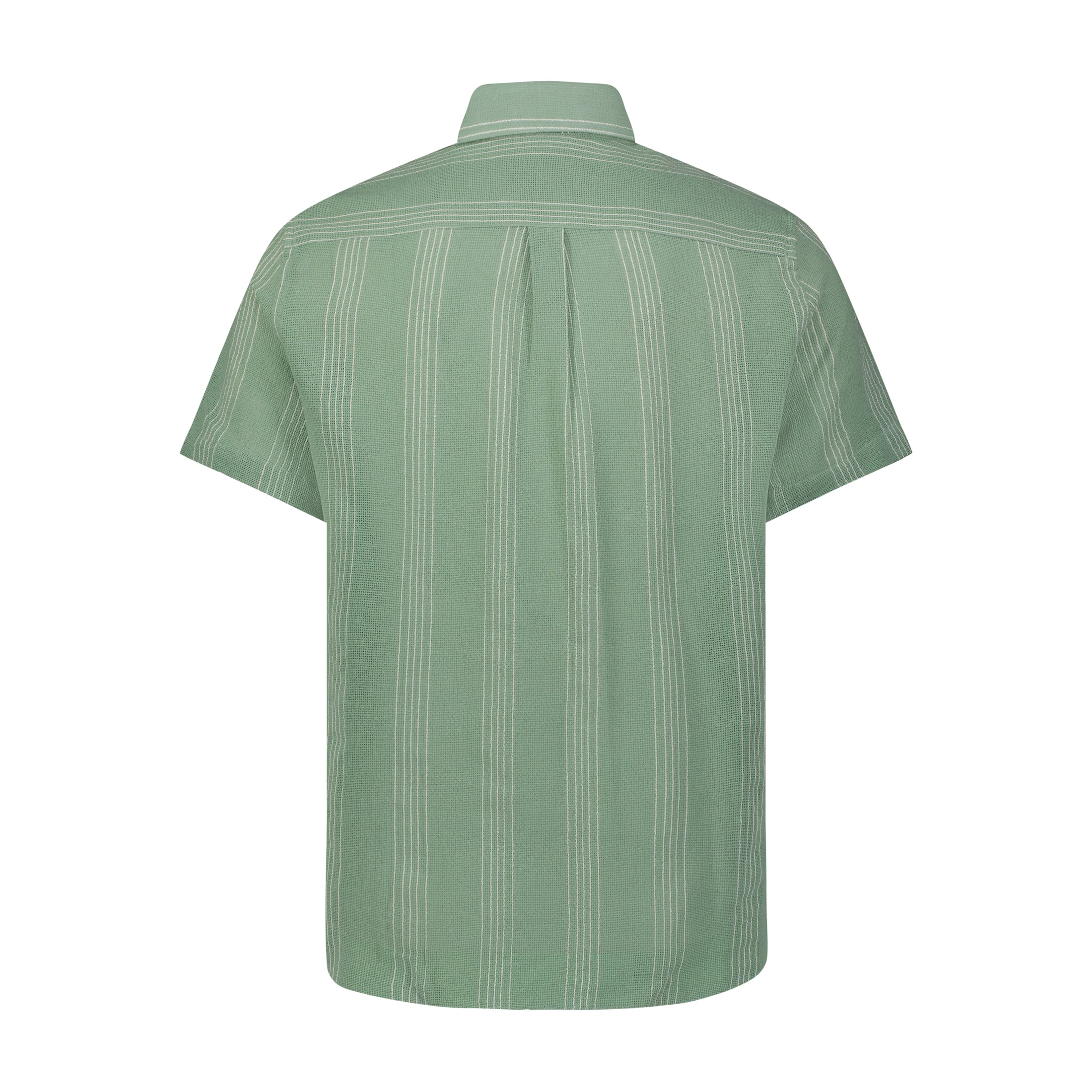 Green with White Embroidered Striped Short Sleeve Shirt