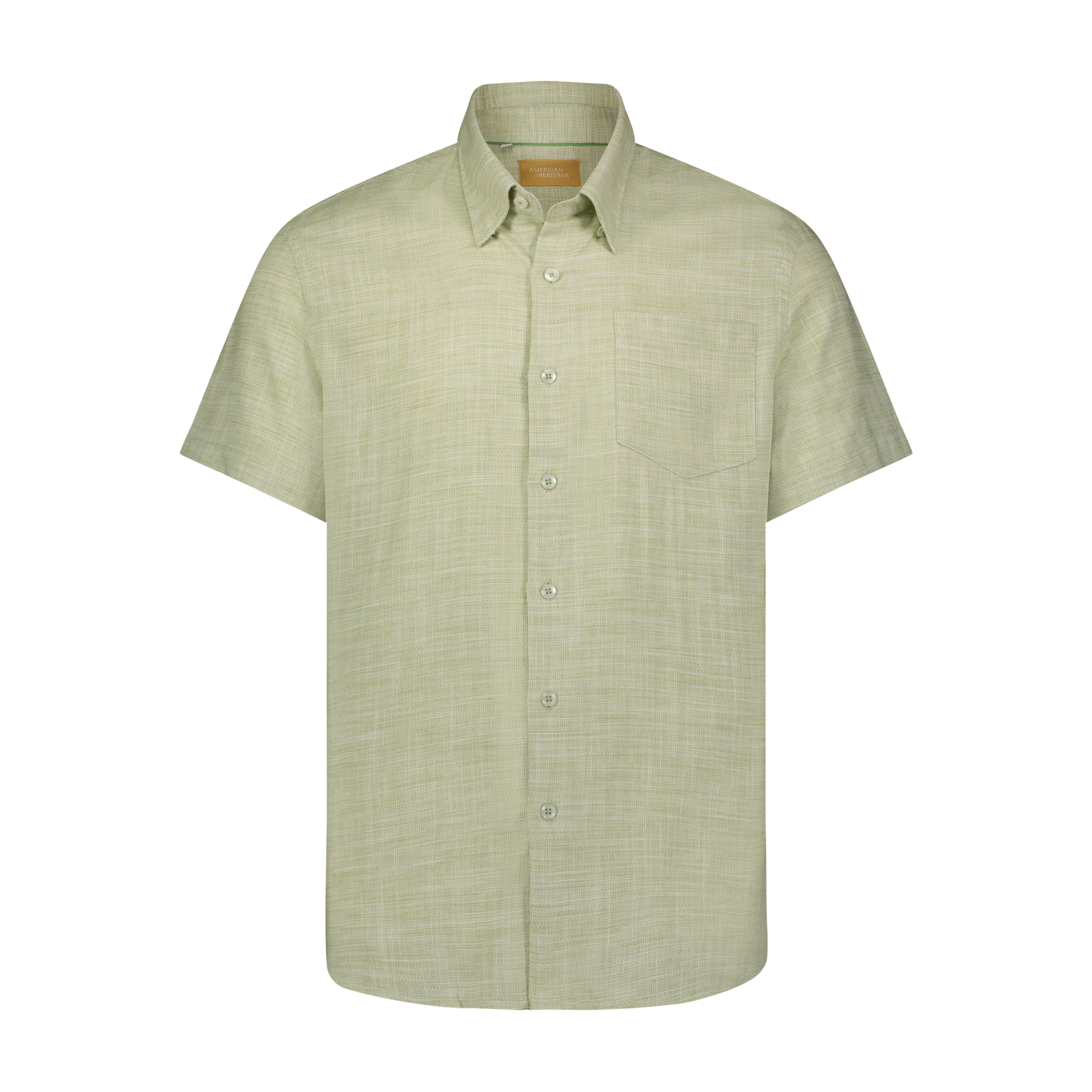 Lime Green Mini Check Hidden Button Down Short Sleeve Shirt
