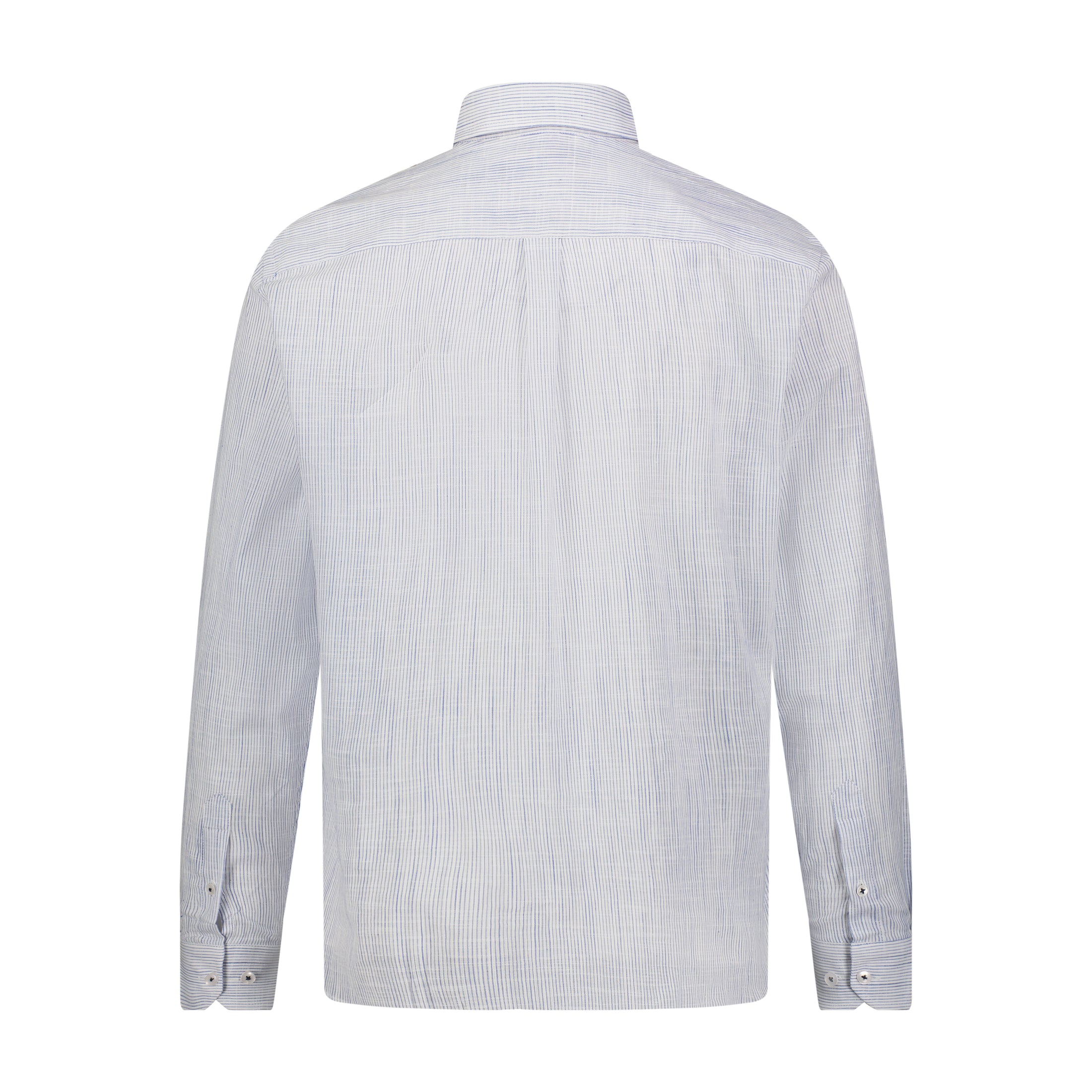 White Blue Indigo Mini Check Hidden Button Down Long Sleeve Shirt