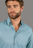 Load image into Gallery viewer, Teal, Navy, and White Plaid Shirt
