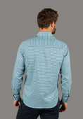 Load image into Gallery viewer, Teal, Navy, and White Plaid Shirt

