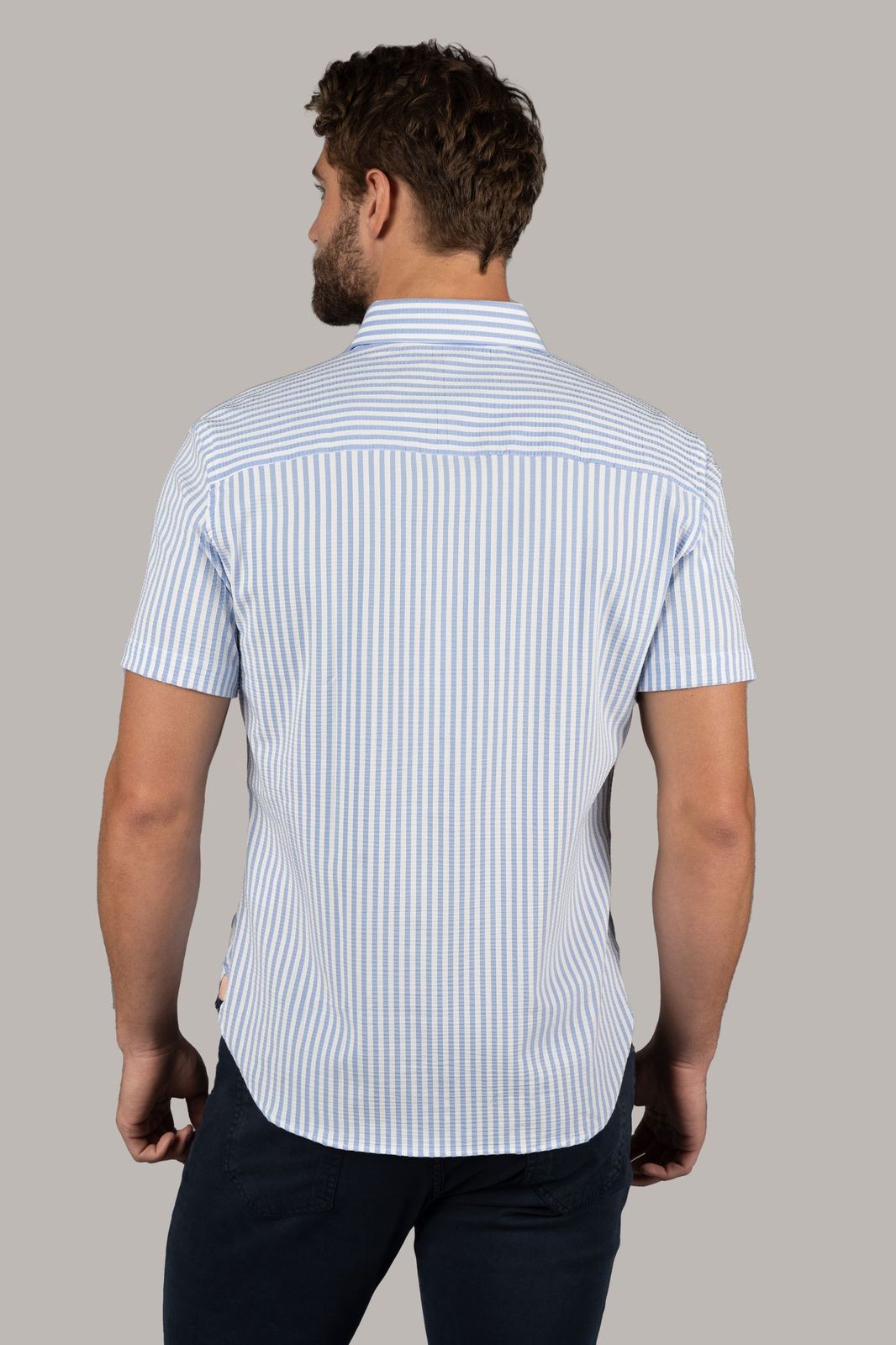 Light Sky Blue Seersucker Stripe Shirt