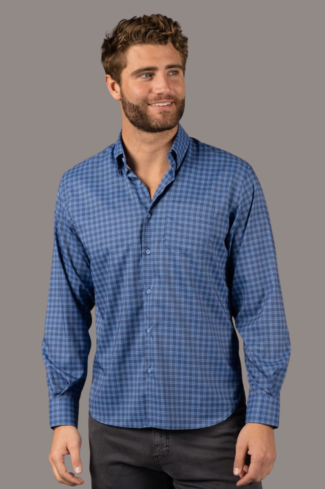 Multi Navy and Blue Plaid Shirt