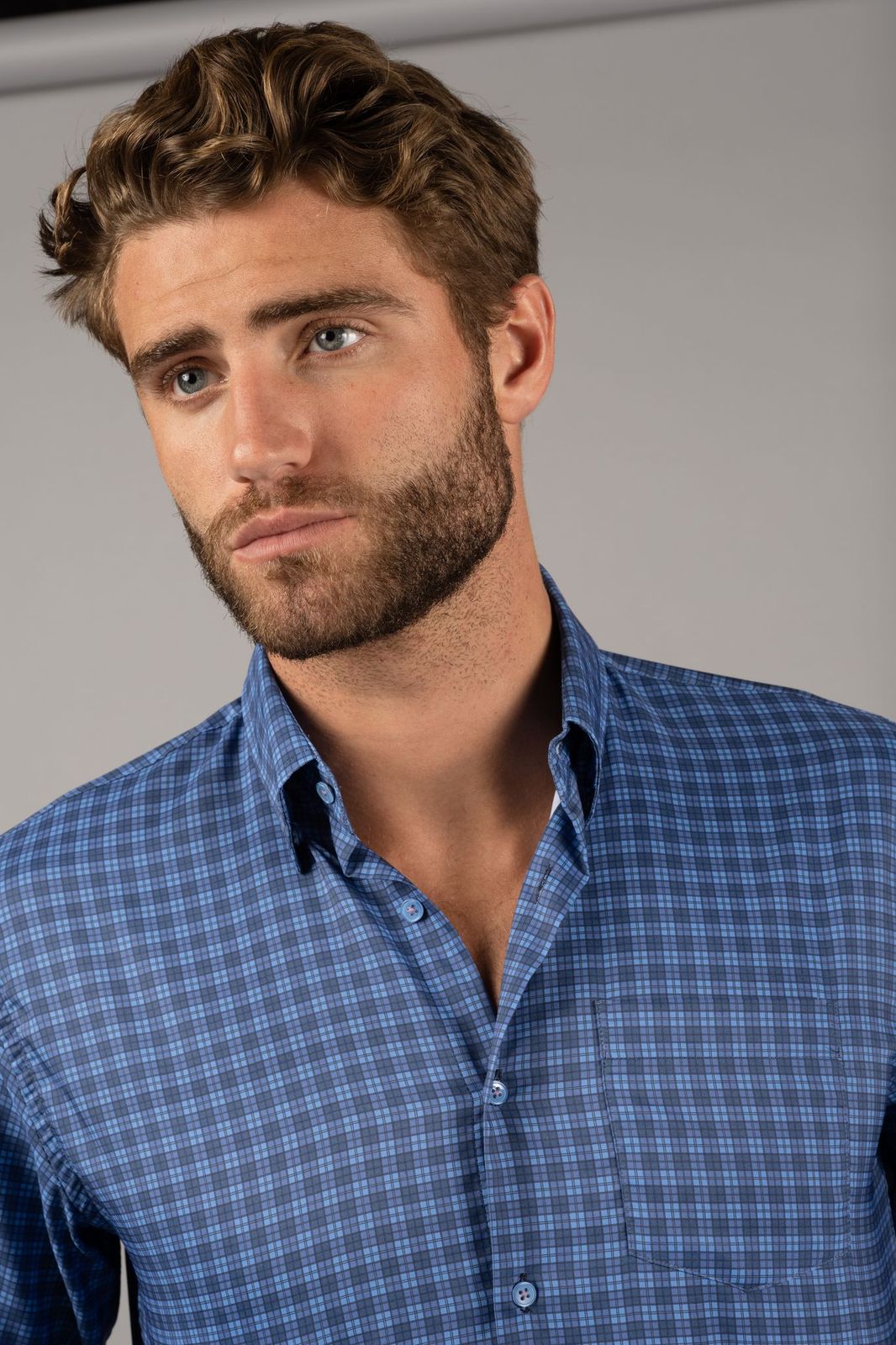 Multi Navy and Blue Plaid Shirt