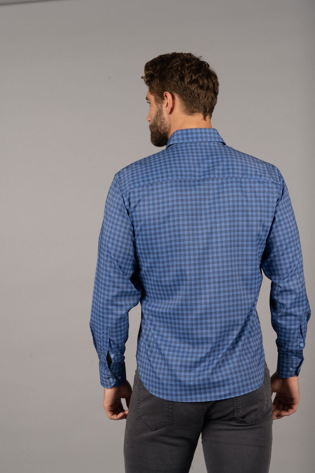 Multi Navy and Blue Plaid Shirt