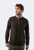 Load image into Gallery viewer, Army Green Waffle Knit 3-Button Henley
