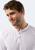 Load image into Gallery viewer, White Waffle Knit 3-Button Henley
