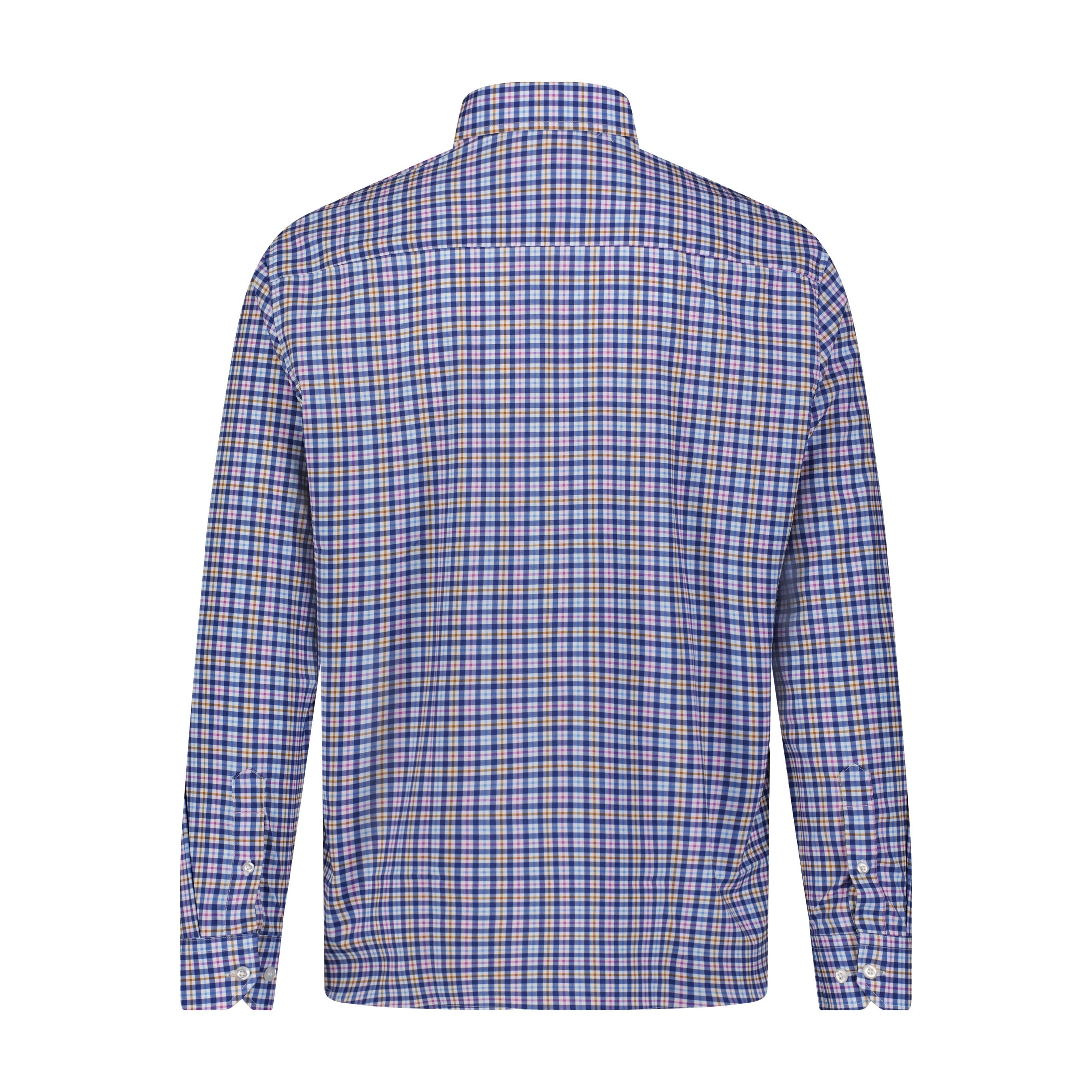 Multi Plaid Hidden Button Down Long Sleeve Shirt