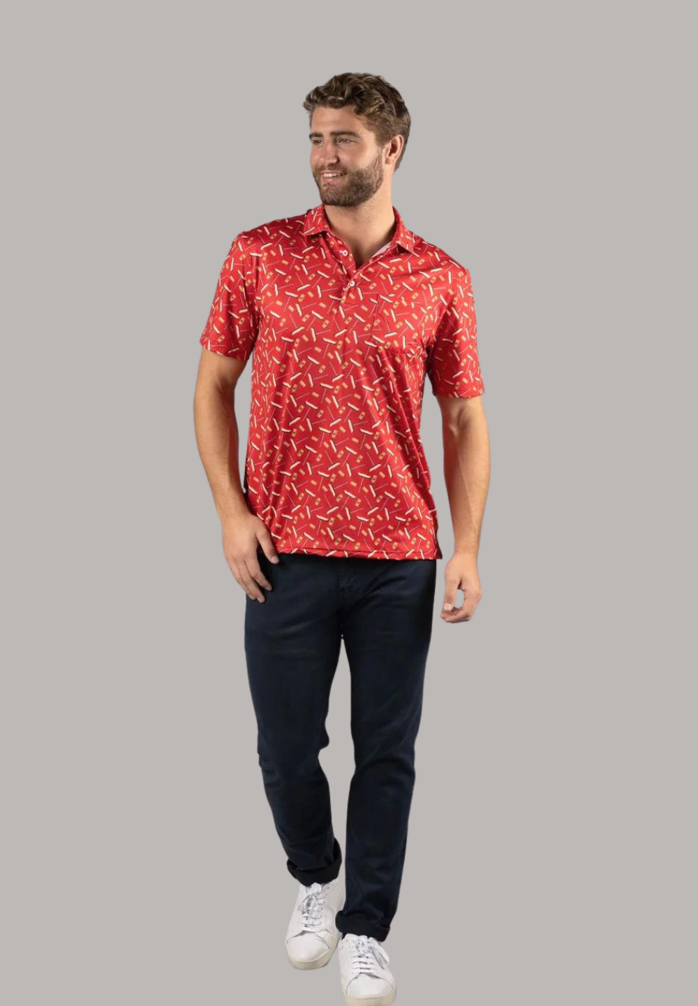 Red with Corks and Corkscrews Polo Shirt