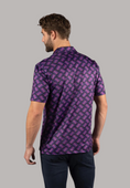 Load image into Gallery viewer, Black with Purple Waves Print Polo Shirt
