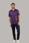 Load image into Gallery viewer, Black with Purple Waves Print Polo Shirt
