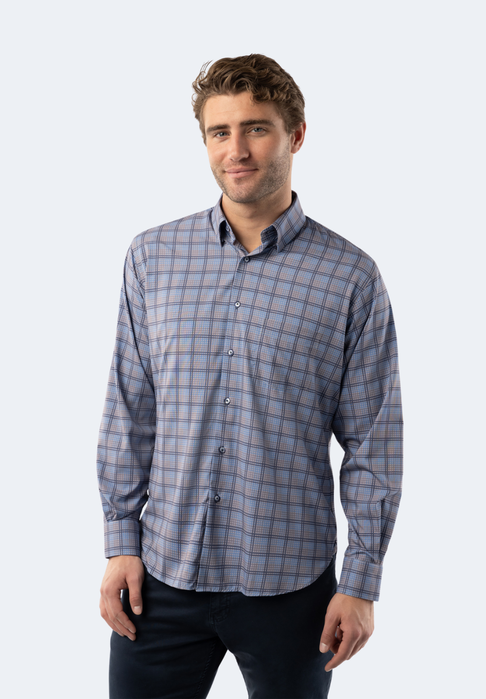Multi Grey and Blue Plaid Shirt