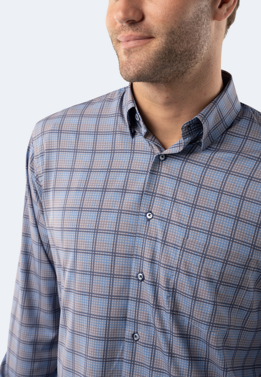 Multi Grey and Blue Plaid Shirt